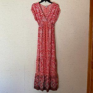 Red boho printed maxi dress
